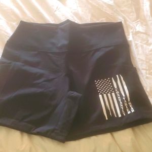 CVG distressed flag shorts